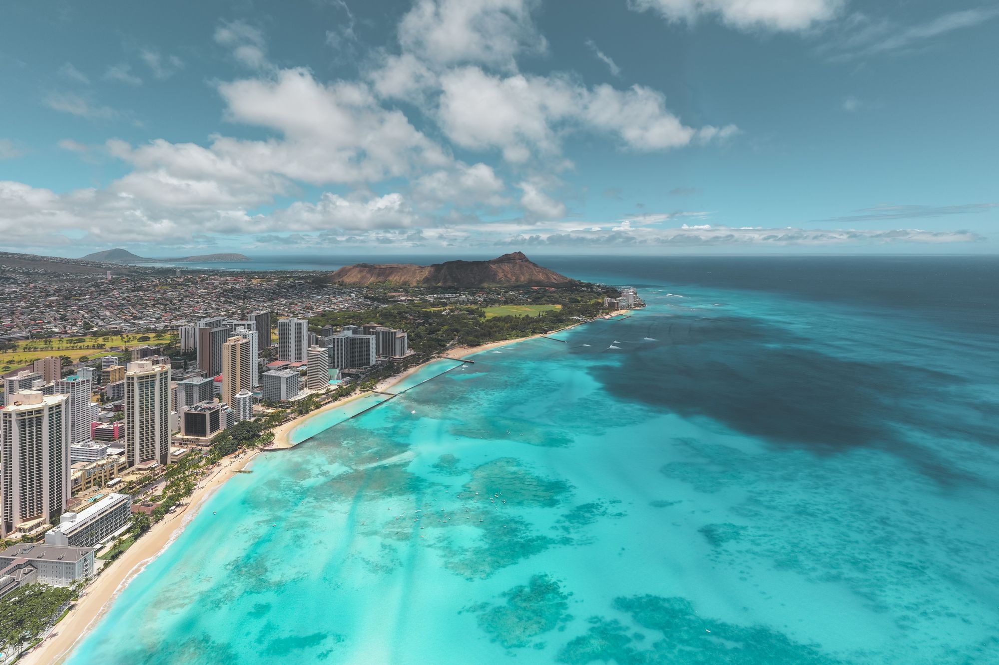 Waikiki and Diamond Head from the air