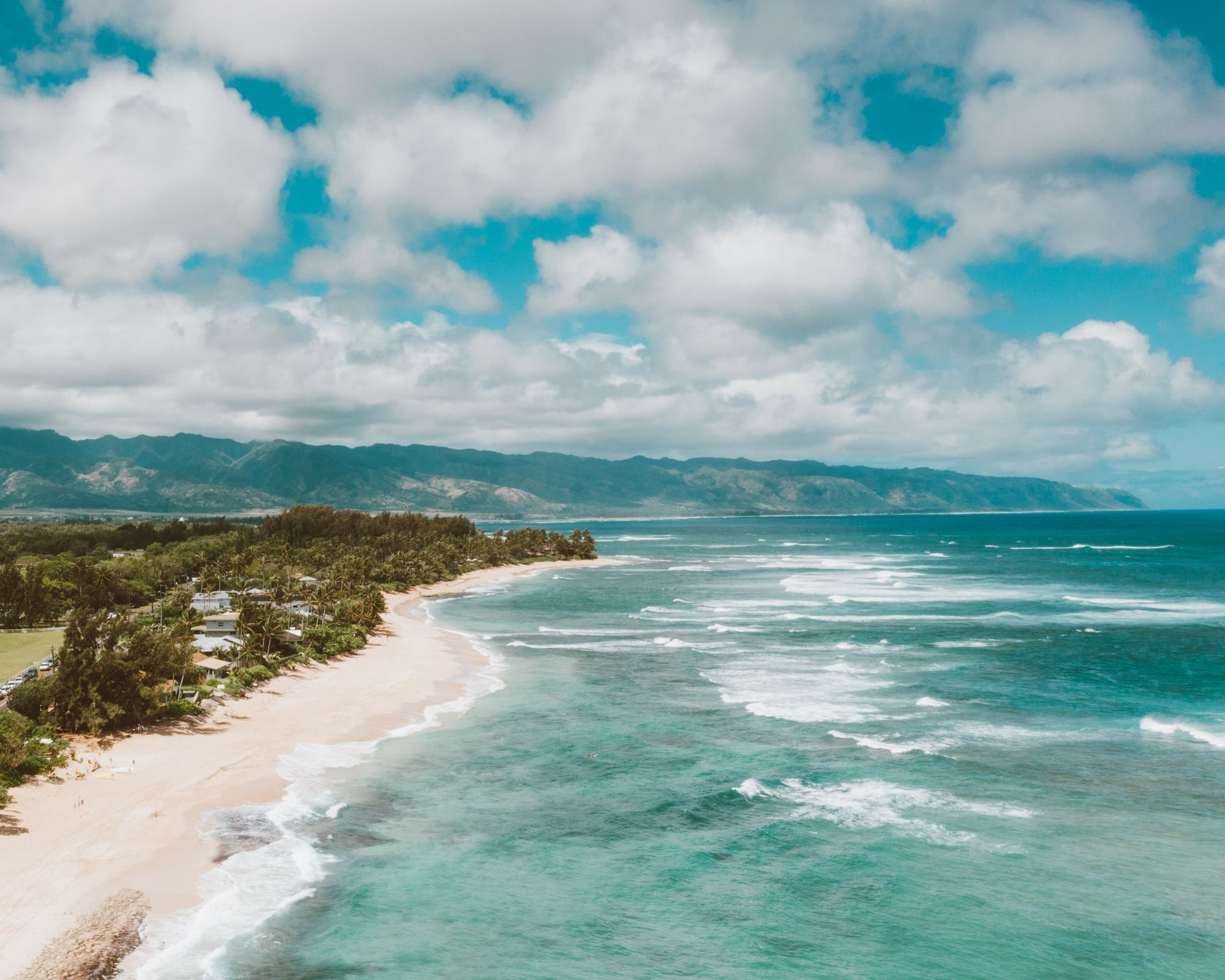 Aerial view of the North Shore of Oahu
